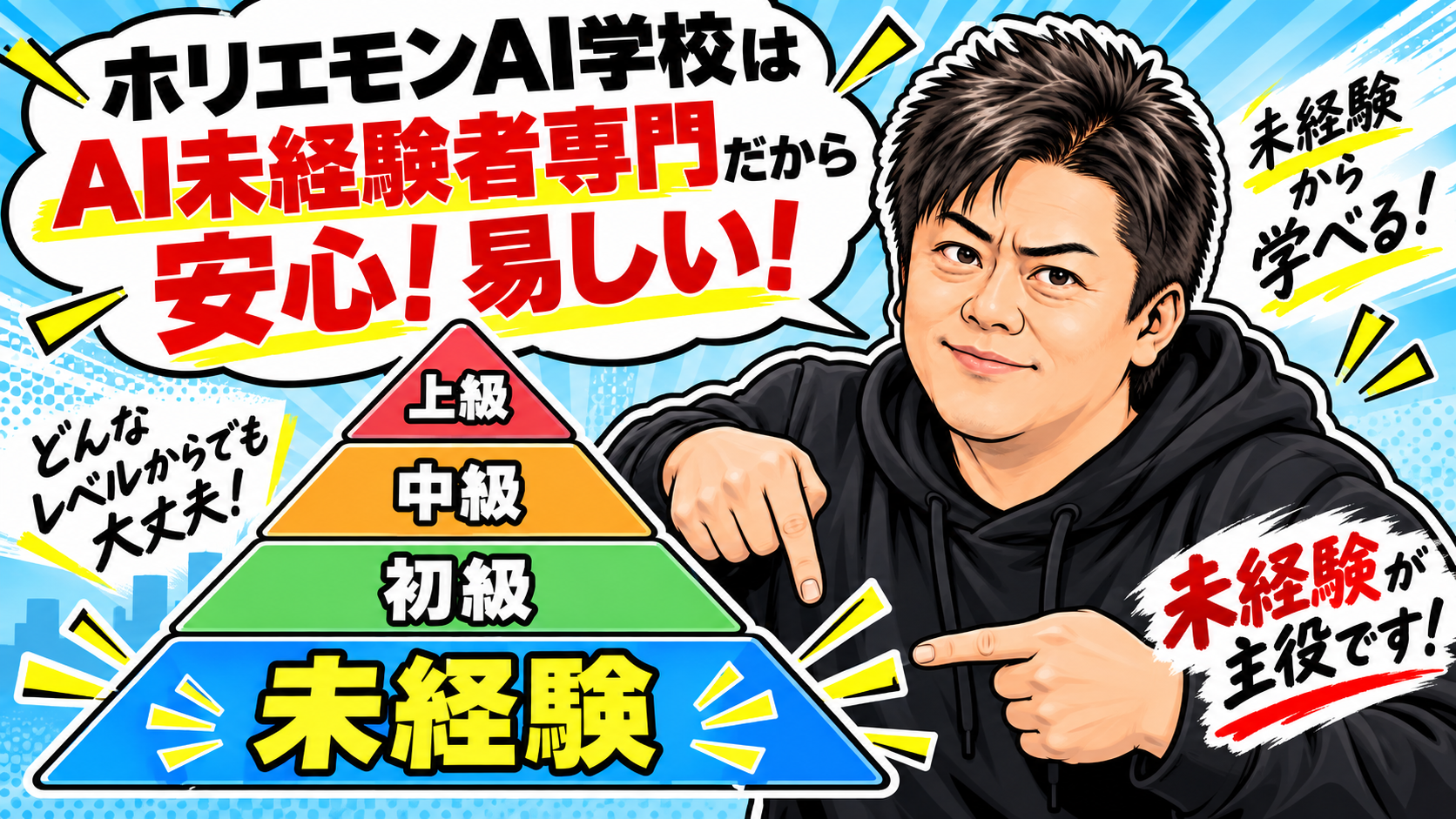 ホリエモンAI学校はAI未経験者専門だから安心!易しい!